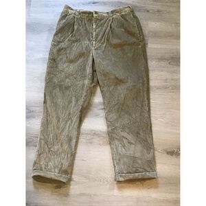 Tommy Hilfiger Men's Beige wide Whale Corduroy Cuffed Hem Crest Logo Pants 38X30